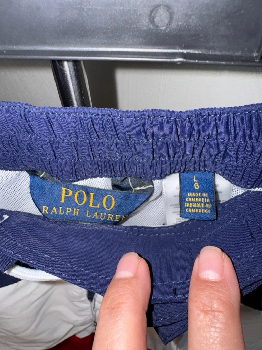 Polo by Ralph Lauren Red, White & Navy Horizontal Stripe Swim Trunks 2for$40